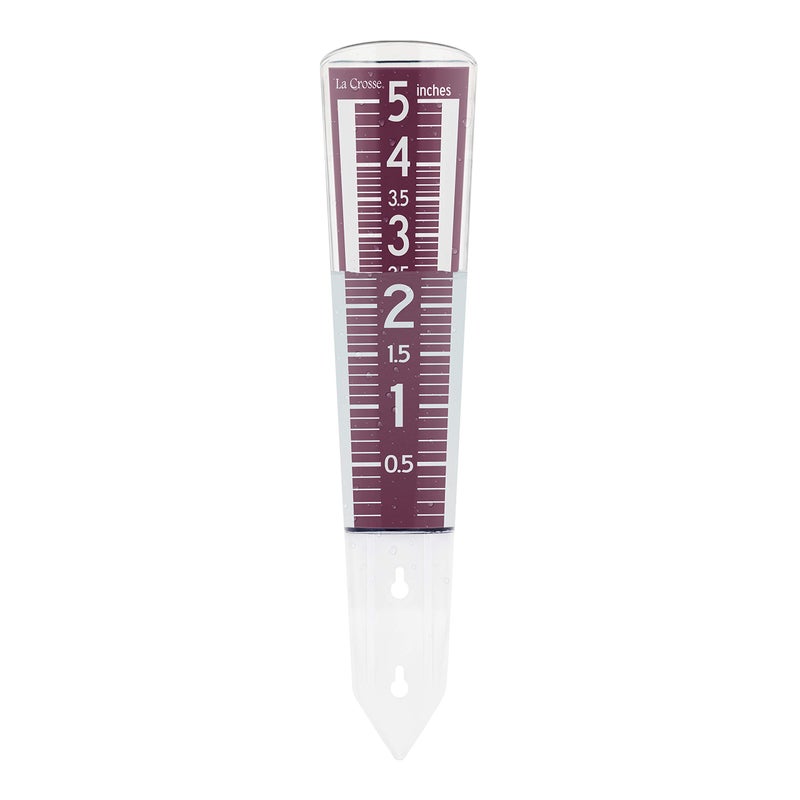 La Crosse Technology La Crosse 704-1531R-INT Large Magnifying Easy Read 5-Inch Capacity Acrylic Rain Gauge in Burgundy - Image 2